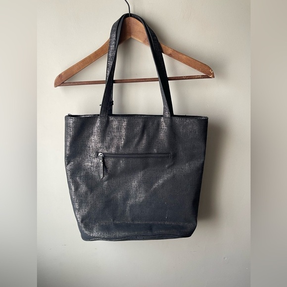 Joe's Jeans Black/Silver metallic Threads Fabric Tote Shoulder Bag purse - Picture 2 of 11
